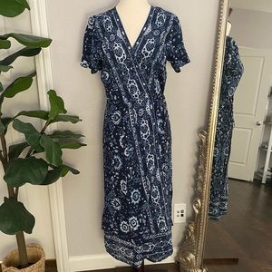 Lucky Brand Wrap Dress (Blue Pattern)